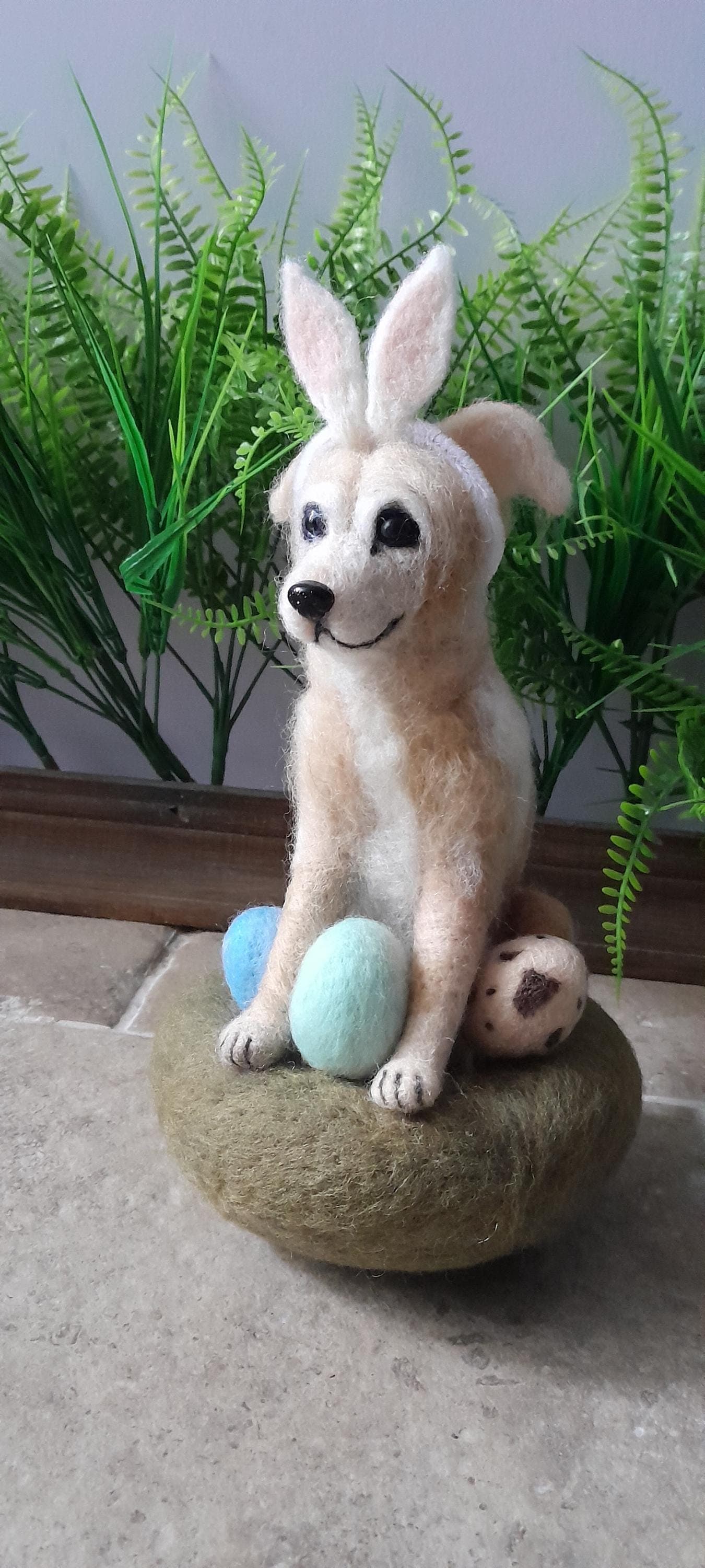 Custom Dog Easter Figurine with Nest - alternate view